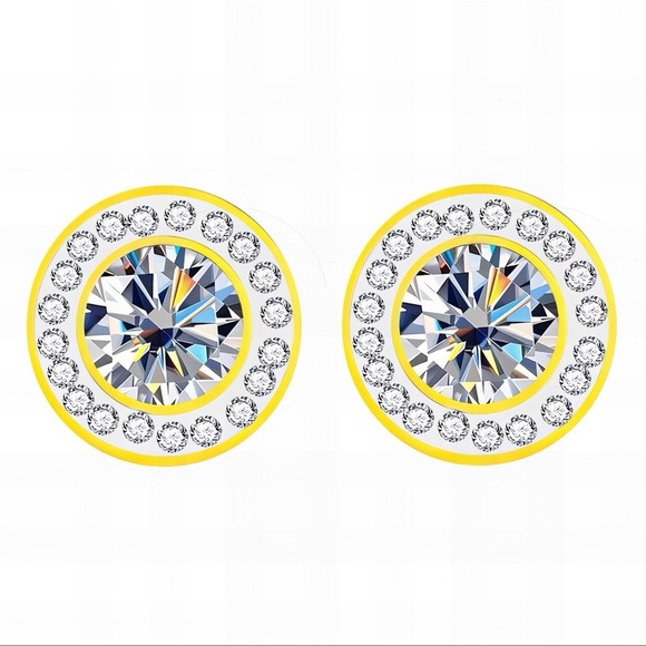 Elegant Yellow and Silver Crystal Earrings - Picture 1 of 3